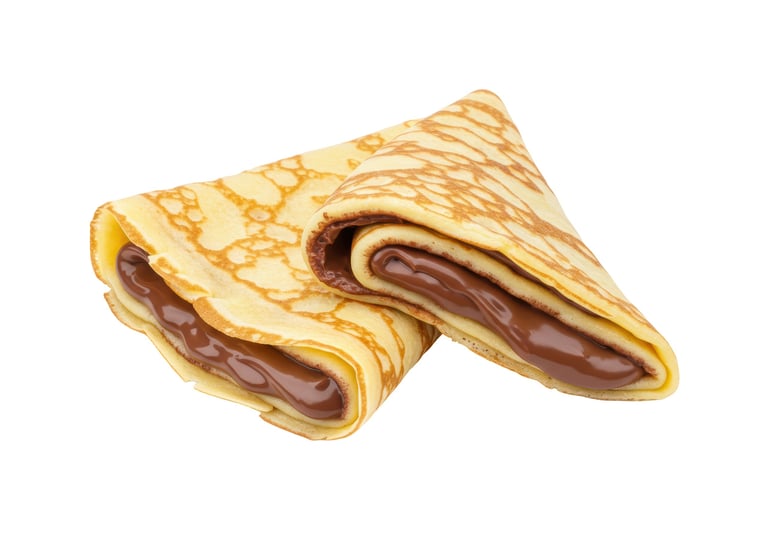 Fresh crepes with chocolate filling
