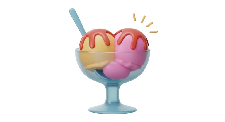 Ice cream sundae with syrup topping